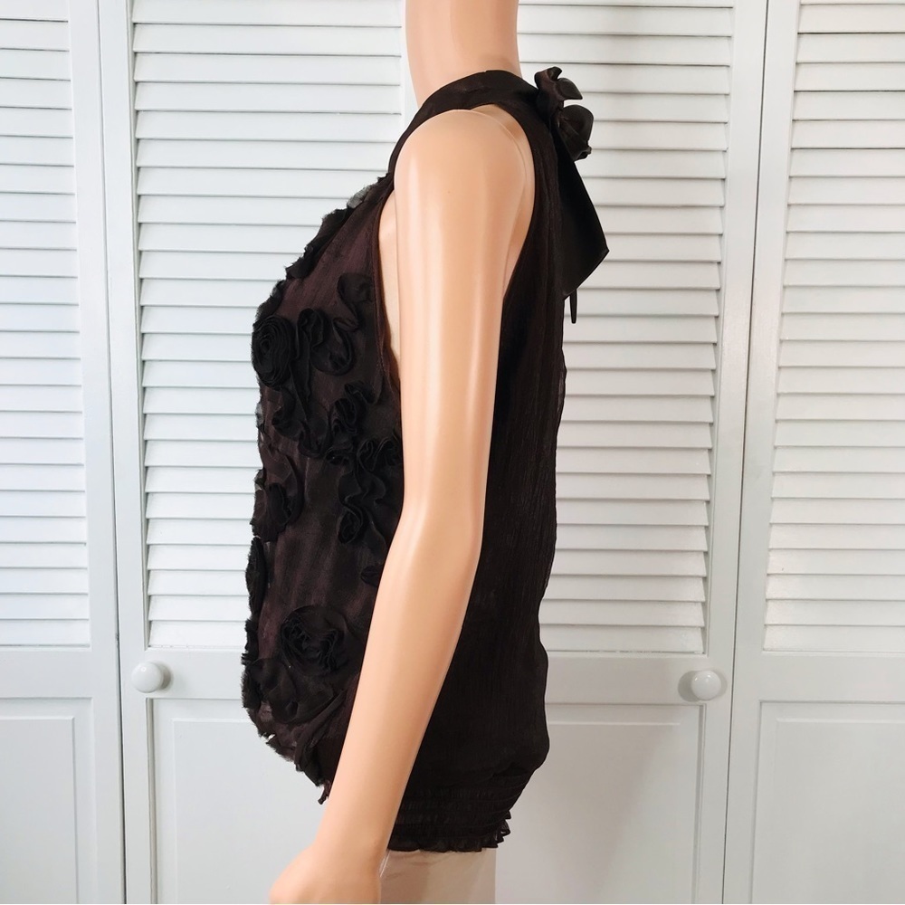 New HEART SOUL Brown Flower Halter Top Blouse Size Extra Large - Picture 4 of 8